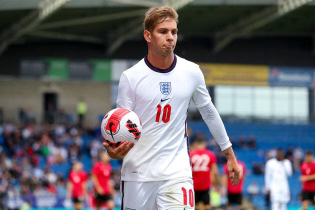 Mandatory Credit: Photo by Ryan Crockett JMP Shutterstock (12976060eo) Emile Smith Rowe of England England U21, U 21 v Albania U21, UK - 07 Jun 2022 Editorial use only England U21 v Albania U21, UK - 07 Jun 2022 Editorial use only  Copyright: xRyanxCrockett JMP Shutterstockx 12976060eo