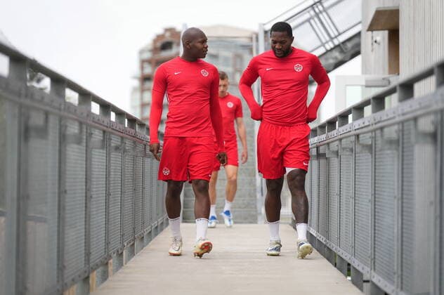 June 7, 2022, VANCOUVER, BC, CANADA: Canadian national men s soccer team defenders Kamal Miller, left, and Doneil Henry arrive for a training session for a CONCACAF Nations League match against Curacao, in Vancouver, on Tuesday, June 7, 2022. Canada s men s soccer team is back to training for the Thursday match, but the players say there s still work to be done on reaching a new deal with the s national governing body. A scheduled friendly against Panama on Sunday was cancelled after the Canadian team refused to play due to a labour dispute. Canada News - June 7, 2022 - ZUMAc35_ 20220607_zaf_c35_087 Copyright: xDarrylxDyckx