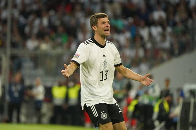 Football, Nations League, international match, Group C, Germany England, 07 06 2022, Allianzarena Munich Thomas Müller, Mueller, Germany