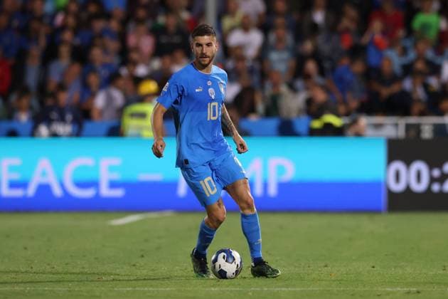 Cesena, Italy, 7th June 2022. Lorenzo Pellegrini of Italy during the UEFA Nations League match at Stadio Dino Manuzzi, Cesena. Picture credit should read: Jonathan Moscrop Sportimage EDITORIAL USE ONLY. No use with unauthorised audio, video, data, fixture lists, club league logos or live services. Online in-match use limited to 120 images, no video emulation. No use in betting, games or single club league player publications. SPI-1722-0044