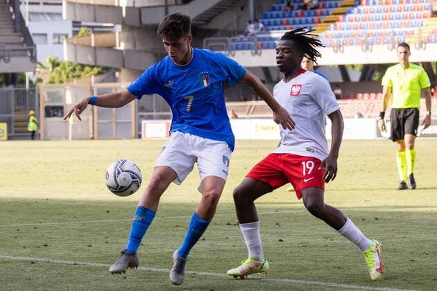 Nicolo Cudrig of Italy U20 in action during the International Friendly, Länderspiel, Nationalmannschaft match between Italy U20 and Poland U20 at Stadio Riviera delle Palme on June 7, 2022 in San Benedetto del Tronto, Italy. (Ã‚ Photo: Cinzia Camela.  Copyright: xCinziaxCamelax xipa-agency.netx xx 0