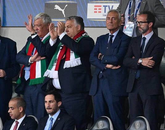 IPP20220607 Football - soccer: UEFA Nations League 2022 23, Italy (ITA) - Hungary (HUN), Viktor Orban Primo Ministro dell Ungheria con Gabriele Gravina presidente della Figc (Verwendung nur in Deutschland - GERMANY ONLY) *** IPP20220607 Football soccer UEFA Nations League 2022 23, Italy ITA Hungary HUN , Viktor Orban Primo Ministro dell Ungheria con Gabriele Gravina presidente della Figc Use only in Germany GERMANY ONLY 