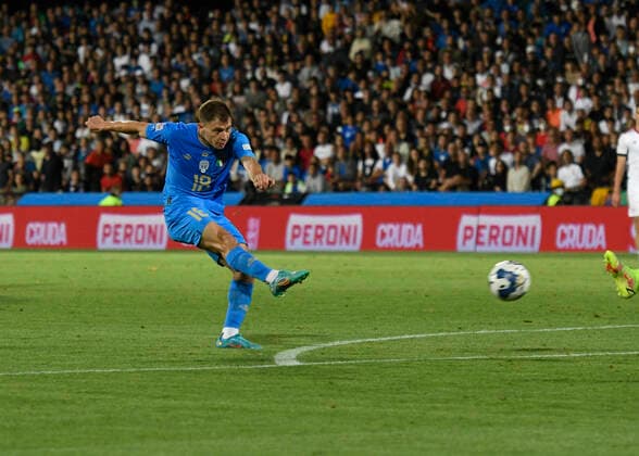 IPP20220607 Football - soccer: UEFA Nations League 2022 23, Italy (ITA) - Hungary (HUN), IL GOL DI NICOLO BARELLA (Verwendung nur in Deutschland - GERMANY ONLY) *** IPP20220607 Football soccer UEFA Nations League 2022 23, Italy ITA Hungary HUN , IL GOL DI NICOLO BARELLA Use only in Germany GERMANY ONLY 