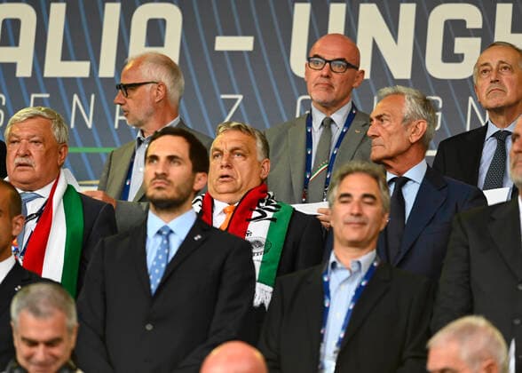 IPP20220607 Football - soccer: UEFA Nations League 2022 23, Italy (ITA) - Hungary (HUN), ORBAN DURANTE L™INNO (Verwendung nur in Deutschland - GERMANY ONLY) *** IPP20220607 Football soccer UEFA Nations League 2022 23, Italy ITA Hungary HUN , ORBAN DURANTE L™INNO Use only in Germany GERMANY ONLY 