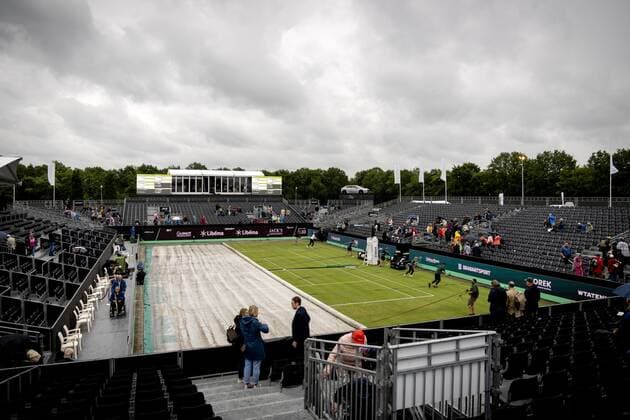 ROSMALEN Due to the rain, the matches at the international tennis tournament Libema Open have been stopped The combined Dutch tennis tournament for men and women will be held on the grass courts of Autotron for twelve days ANP SANDER KING xVIxANPxSportx xxANPxIVx 450038299 originalFilename: 450038299.jpg