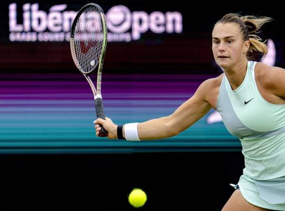 ROSMALEN Tennis player Aryna Sabalenka Belarus in action at the international tennis tournament Libema Open The combined Dutch tennis tournament for men and women will be held on the grass courts of Autotron for twelve days ANP SANDER KING xVIxANPxSportx xxANPxIVx 450038714 originalFilename: 450038714.jpg