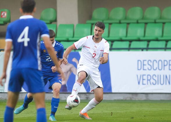 08 06 2022, Chisinau, Stadium Zimbru, U21 European Championship qualification Moldova Switzerland, 2 Anel Husic Switzerland in action, on the ball Chisinau Stadium Zimbru Chisinau Moldova  Copyright: xJustPictures.ch AleksandarxDjorovicx