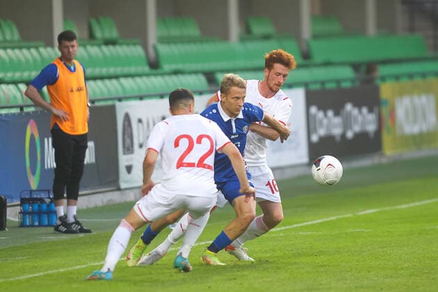 08 06 2022, Chisinau, Stadium Zimbru, U21 European Championship Qualification Moldova Switzerland, 16 Serge Müller Switzerland and 22 Fabian Rieder Switzerland defend the ball Chisinau Stadium Zimbru Chisinau Moldova  Copyright: xJustPictures.ch AleksandarxDjorovicx