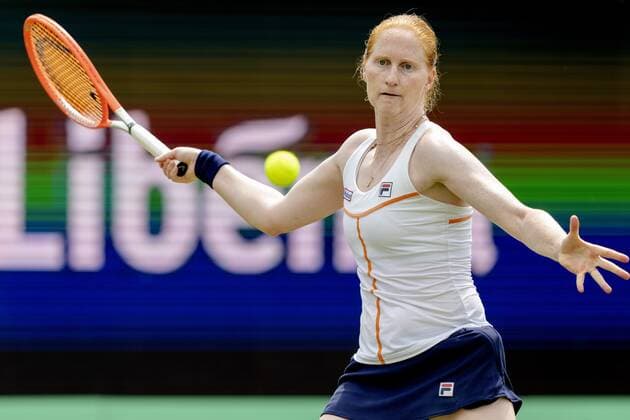 ROSMALEN Tennis player Alison Van Uytvanck Belgium in action during the match against Aryna Sabalenka not in photo, Belarus at the international tennis tournament Libema Open The combined Dutch tennis tournament for men and women will be held on the grass courts of Autotron for twelve days ANP SANDER KING xVIxANPxSportx xxANPxIVx 450208743 originalFilename: 450208743.jpg
