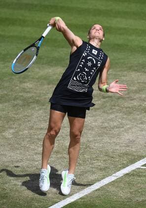 Mandatory Credit: Photo by Anna Gowthorpe Shutterstock (12979624v) Maria Sakkari of Greece during her quarter final match Rothesay Open, Tennis, Nottingham Tennis Centre, Nottingham, UK - 10 Jun 2022 Rothesay Open, Tennis, Nottingham Tennis Centre, Nottingham, UK - 10 Jun 2022  Copyright: xAnnaxGowthorpe Shutterstockx 12979624v