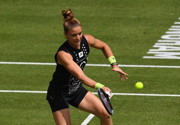 Mandatory Credit: Photo by Anna Gowthorpe Shutterstock (12979624y) Maria Sakkari of Greece during her quarter final match Rothesay Open, Tennis, Nottingham Tennis Centre, Nottingham, UK - 10 Jun 2022 Rothesay Open, Tennis, Nottingham Tennis Centre, Nottingham, UK - 10 Jun 2022  Copyright: xAnnaxGowthorpe Shutterstockx 12979624y
