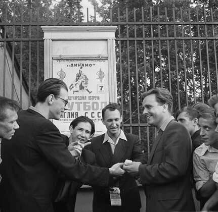 At ticket counters of Dynamo Stadium 1153160 07.08.1955 Supporters gather at the ticket counters of Dynamo Central Stadium during the football match between Wolverhampton Wanderers (England) and Spartak (Moscow). A. Agapov Sputnik Moscow Russia  Copyright: xA.xAgapovx