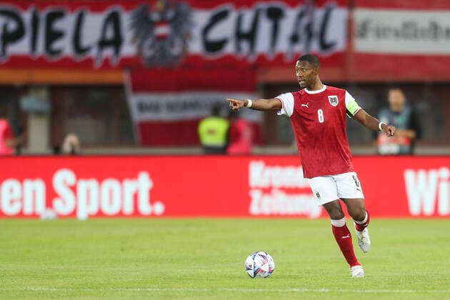 SOCCER - NL, AUT vs FRA VIENNA,AUSTRIA,10.JUN.22 - SOCCER - UEFA Nations League, OEFB international match, Länderspiel, Nationalmannschaft Austria vs France. Image shows David Alaba (AUT)  GEPAxpictures xGEPAxpictures xPhilippxBrem