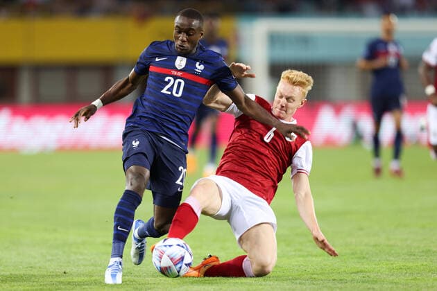 Sport Themen der Woche KW23 Sport Bilder des Tages SOCCER - NL, AUT vs FRA VIENNA,AUSTRIA,10.JUN.22 - SOCCER - UEFA Nations League, OEFB international match, Länderspiel, Nationalmannschaft Austria vs France. Image shows Moussa Diaby (FRA) and Nicolas Seiwald (AUT)  GEPAxpictures xGEPAxpictures xArminxRauthner