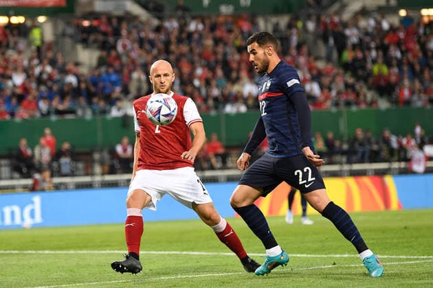 UEFA Nations League, group A1 Austria vs. France Gernot Trauner and Theo Hernandez Vienna Austria Copyright: xANCAxTEPEIx