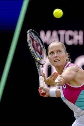 ROSMALEN Tennis player Shelby Rogers United States in action during the match against Aryna Sabalenka not in photo, Belarus at the international tennis tournament Libema Open The combined Dutch tennis tournament for men and women will be held on the grass courts of Autotron for twelve days ANP SANDER KING xVIxANPxSportx xxANPxIVx 450268697 originalFilename: 450268697.jpg