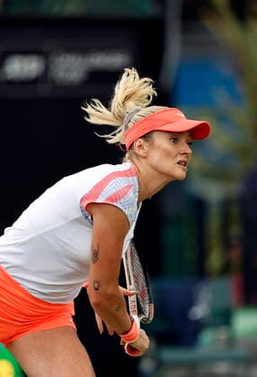 Tennis - 2022 Rothesay Open - Semi-Finals - Nottingham Tennis Centre - Saturday 11th June 2022 Tereza Martincova (Cze) during her Women s Singles Semi-final against Beatriz Haddad Maia (Brz) which she lost 3-6, 1-4 after retiring in the second set, at Nottingham Tennis Centre 