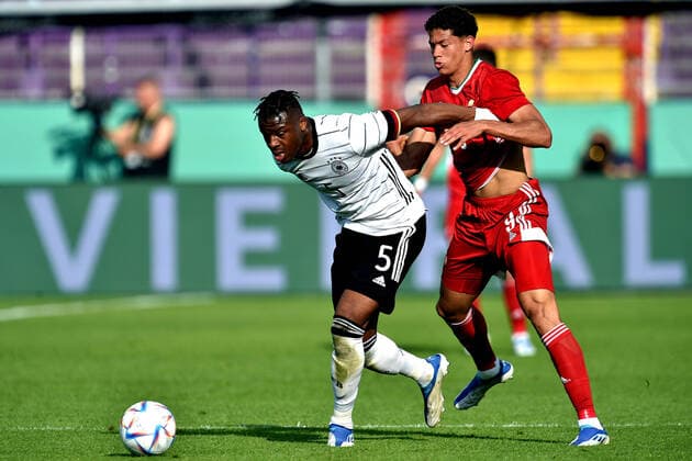 03 06 2022 pmk NF121773 football men U 21 country match season 2022 2023 Germany Hungary U 21 European Championship qualification Armel Bella KOTCHAP 05 U 21 Germany Andras NEMETH 09 U 21 Hungary