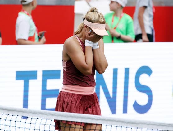 Sabine Lisicki GER close to tears after winning in two sets against Asia Muhammad USA tennis bett1 open WTA 500 tournament on grass women season 2021 2022 11 06 2022