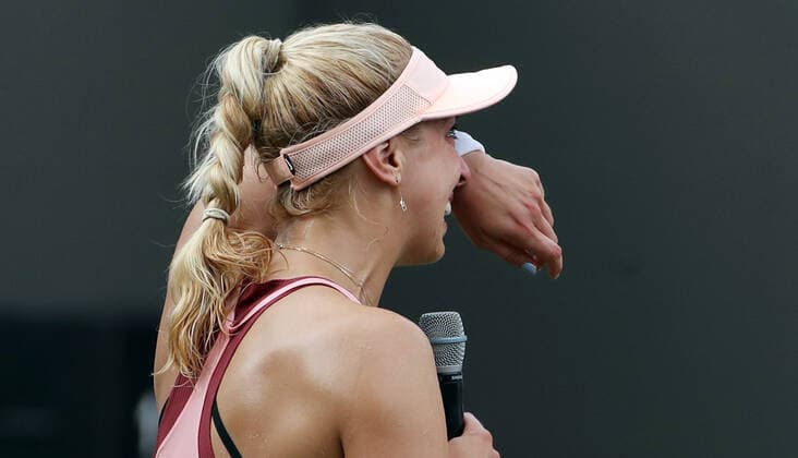 Sabine Lisicki GER close to tears after winning in two sets against Asia Muhammad USA tennis bett1 open WTA 500 tournament on grass women season 2021 2022 11 06 2022