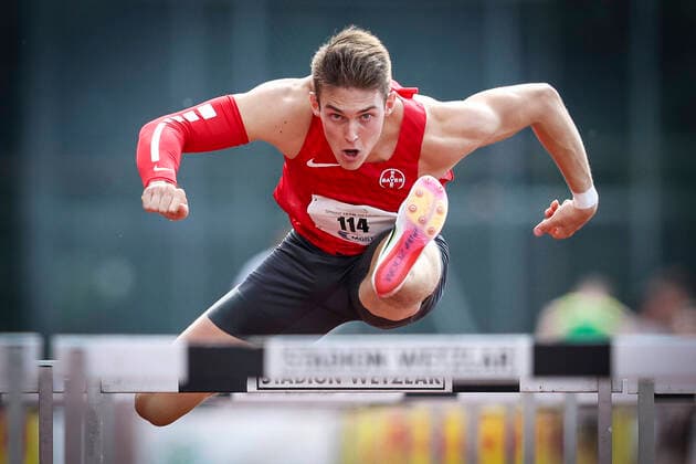 Sport Themen der Woche KW23 PUMA Fast Arms, Fast Legs; Wetzlar, 11.06.2022 Tim Eikermann (TSV Bayer 04 Leverkusen); PUMA Fast Arms, Fast Legs am 11.06.2022 im Stadion Wetzlar (Hessen). *** PUMA Fast Arms, Fast Legs Wetzlar, 11 06 2022 Tim Eikermann TSV Bayer 04 Leverkusen PUMA Fast Arms, Fast Legs on 11 06 2022 in the stadium Wetzlar Hesse Copyright: xBEAUTIFULxSPORTS AxelxKohringx