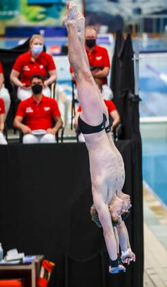 June 11, 2022, Calgary, AB, CANADA: Canada s Nathan Zsombor-Murray, and Rylan Wiens compete in the Mens Open 10M Synchro Finals in Calgary, Alta., Saturday, June 11, 2022. Nathan Zsombor-Murray, Rylan Wiens - ZUMAc35_ 20220611_zaf_c35_027 Copyright: xJeffxMcintoshx