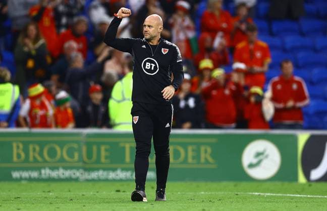 Mandatory Credit: Photo by Kieran McManus Shutterstock (12979655aj) Wales manager Rob Page celebrates at full time Wales v Belgium, UEFA Nations League, Group A4, International Football, Cardiff City Stadium, Cardiff, UK - 11 Jun 2022 EDITORIAL USE ONLY No use with unauthorised audio, video, data, fixture lists, club league logos or live services. Online in-match use limited to 120 images, no video emulation. No use in betting, games or single club league player publications. Wales v Belgium, UEFA Nations League, Group A4, International Football, Cardiff City Stadium, Cardiff, UK - 11 Jun 2022 EDITORIAL USE ONLY No use with unauthorised audio, video, data, fixture lists, club league logos or live services. Online in-match use limited to 120 images, no video emulation. No use in betting, games or single club league player publications. Copyright: xKieranxMcManus Shutterstockx 12979655aj