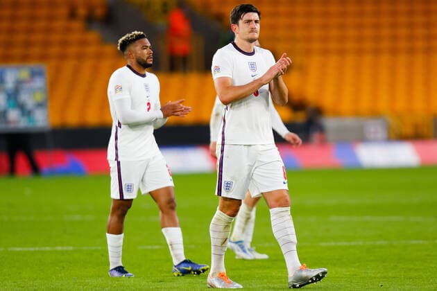 11th June 2022; Molineux Stadium, Wolverhampton, West Midlands, England; UEFA Nations League Football, England versus Italy; Harry Maguire and Reece James of England after the final whistle  ActionPlus12399037 GrahamxWilson
