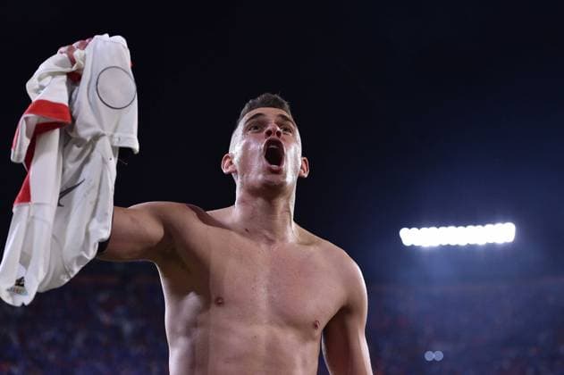 Soccer Europa League Final Eintracht Frankfurt Glasgow Rangers on 18 05 2022 at Estadio Ramon Sanchez Pizjuan in Seville Rafael Borre Frankfurt jubilation joy emotions xHDx