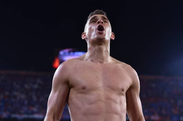 Soccer Europa League Final Eintracht Frankfurt Glasgow Rangers on 18 05 2022 at Estadio Ramon Sanchez Pizjuan in Seville Rafael Borre Frankfurt jubilation joy emotions xHDx