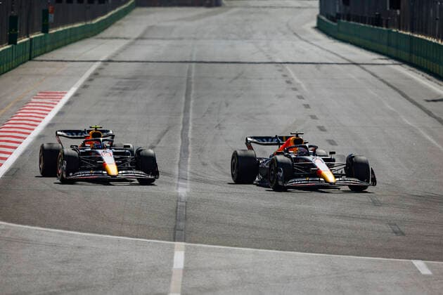 11 Sergio Perez MEX, Oracle Red Bull Racing , 1 Max Verstappen NLD, Oracle Red Bull Racing , F1 Grand Prix of Azerbaijan at Baku City Circuit on June 12, 2022 in Baku, Azerbaijan Photo by HOCH ZWEI Baku Azerbaijan