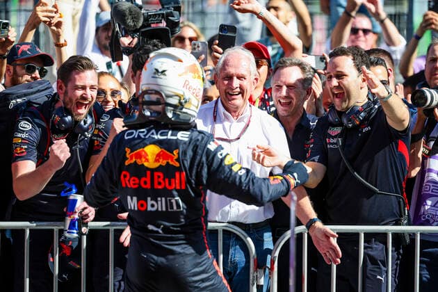 1 Max Verstappen NLD, Oracle Red Bull Racing , Dr Helmut Marko AUT, Oracle Red Bull Racing , F1 Grand Prix of Azerbaijan at Baku City Circuit on June 12, 2022 in Baku, Azerbaijan Photo by HOCH ZWEI Baku Azerbaijan