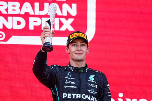 63 George Russell GBR, Mercedes AMG Petronas F1 Team , F1 Grand Prix of Azerbaijan at Baku City Circuit on June 12, 2022 in Baku, Azerbaijan Photo by HOCH ZWEI Baku Azerbaijan