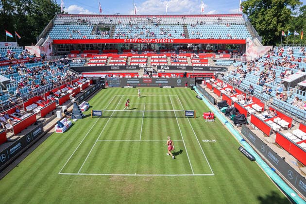 Well-attended Steffi Graf Stadium during the bett1open qualifying match between Sabine LISICKI GER and Daria SAVILLE AUS, bett1open WTA 500, Berlin, LTTC Rot Weiß , 12 06 2022, Copyright: xClaudioxGärtnerx
