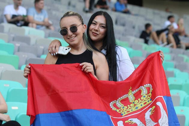 SLOVENIA vs SERBIA SUPPORTERS football Serbia vs Slovenia UEFA Nations league Stozice stadium, Ljubljana 12.06.2022. Photo: Marko Metlas Fudbal, Srbija, Slovenija, UEFA Liga nacija, FOOTBALL, SERBIA, SLOVENIA, UEFA NATIONS LEAGUE Ljubljana Stozice stadium Slovenia Copyright: xMarkoxMetlas xMNxPressx