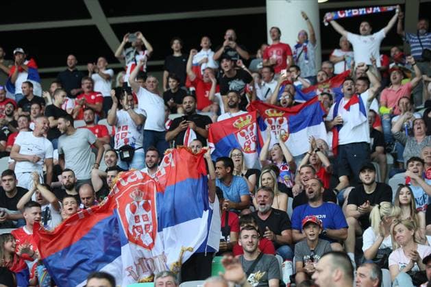 SLOVENIA vs SERBIA SUPPORTERS football Serbia vs Slovenia UEFA Nations league Stozice stadium, Ljubljana 12.06.2022. Photo: Marko Metlas Fudbal, Srbija, Slovenija, UEFA Liga nacija, FOOTBALL, SERBIA, SLOVENIA, UEFA NATIONS LEAGUE Ljubljana Stozice stadium Slovenia Copyright: xMarkoxMetlas xMNxPressx