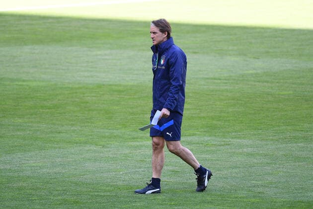 MOENCHENGLADBACH, GERMANY - JUNE 13, 2022: Pre match practice. Roberto Mancini Head coach. The football match of UEFA Nations League 2023 between Germany vs Italy Copyright: xVITALIIxKLIUIEVx