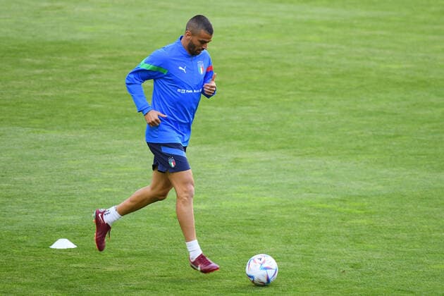 MOENCHENGLADBACH, GERMANY - JUNE 13, 2022: Pre match practice. Leonardo Spinazzola. The football match of UEFA Nations League 2023 between Germany vs Italy Copyright: xVITALIIxKLIUIEVx