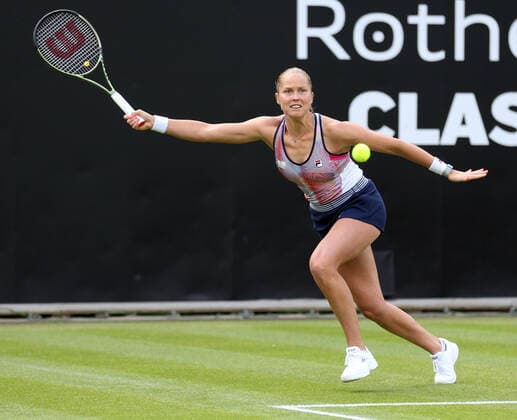 14th June 2022; Edgbaston Priory Club, Edgbaston, Birmingham, United Kingdom; Birmingham Classic Lawn Tennis tournament; Shelby Rogers (USA) running forehand in her match against Sorana Cirstea (ROU)  ActionPlus12399850 RogerxEvans