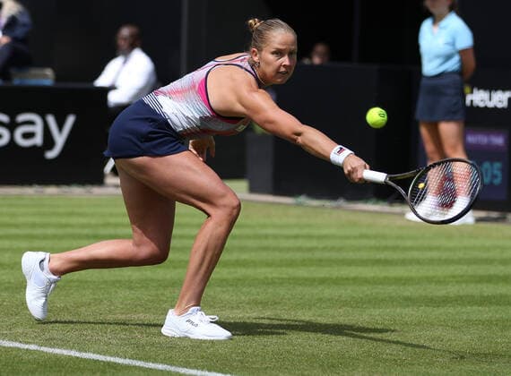 14th June 2022; Edgbaston Priory Club, Edgbaston, Birmingham, United Kingdom; Birmingham Classic Lawn Tennis tournament; Shelby Rogers (USA) one handed backhand in her match against Sorana Cirstea (ROU)  ActionPlus12399852 RogerxEvans