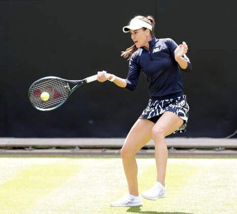 14th June 2022; Edgbaston Priory Club, Edgbaston, Birmingham, United Kingdom; Birmingham Classic Lawn Tennis tournament; Sorana Cirstea (ROU) forehand in her match against Shelby Rogers (USA)  ActionPlus12399865 RogerxEvans