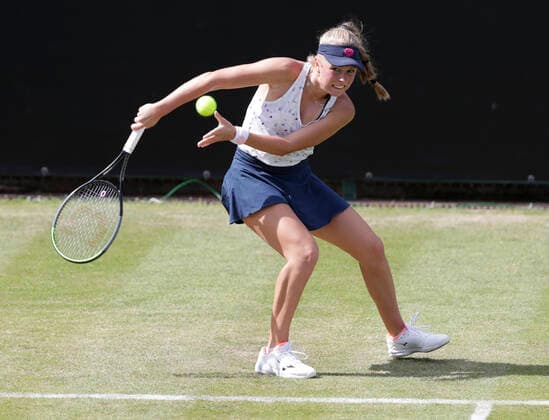 14th June 2022; Edgbaston Priory Club, Edgbaston, Birmingham, United Kingdom; Birmingham Classic Lawn Tennis tournament; Magdalena Frech (POL) in her match against Nuria Parrizas-Diaz (ESP)  ActionPlus12399972 RogerxEvans