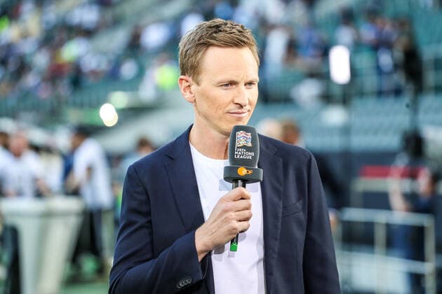 Sports, Football, UEFA Nations League League A Group 3 Matchday 4 Germany Italy 14 06 2022, BORUSSIA PARK Mönchengladbach Jochen Breyer ZDF Moderator Foto Herbertz Nico Herbertz Mönchengladbach BORUSSIA PARK Nordrhein Westfahlen Germany