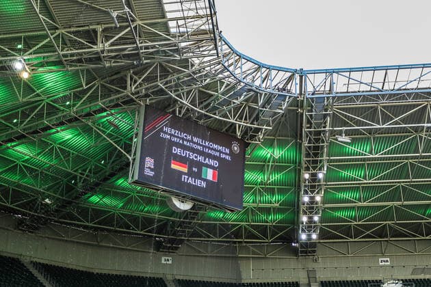 Sports, Football, UEFA Nations League League A Group 3 Matchday 4 Germany Italy 14 06 2022, BORUSSIA PARK Mönchengladbach The scoreboard shows todays match Photo Herbertz Nico Herbertz Mönchengladbach BORUSSIA PARK Nordrhein Westfahlen Germany