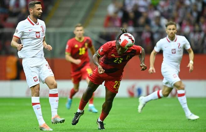 Sport Themen der Woche KW24 Sport Bilder des Tages WARSAW, POLAND - JUNE 14 : Batshuayi Michy forward of Belgium scores a goal during the UEFA Nations League Group A4 match between Poland and Belgium at the PGE Narodowy stadium on June 14, 2022 in Warsaw, Poland, 14 06 2022 ( Poland v Belgium UEFA Nations League 14 06 2022 PhotoNews Panoramic 