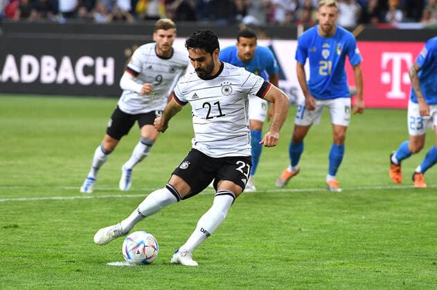 Soccer UEFA Nations League Germany Italy on 14 06 2022 at Borussia Park in Mönchengladbach goal to 2 0 by Ilkay Gündogan Germany DFB regulations prohibit any use of photographs as image sequences and or quasi video xHDx