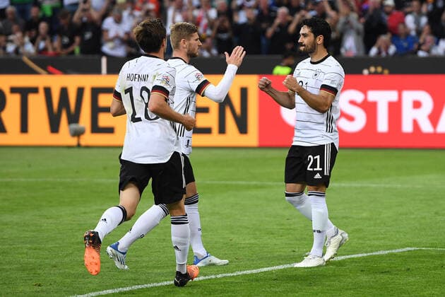Soccer UEFA Nations League Germany Italy on 14 06 2022 at Borussia Park in Mönchengladbach goal cheer goal to 2 0 by Ilkay Gündogan Germany DFB regulations prohibit any use of photographs as image sequences and or quasi video xHDx