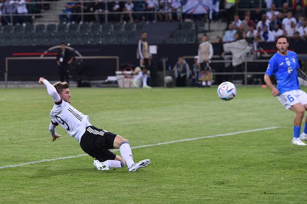 Soccer UEFA Nations League Germany Italy on 14 06 2022 at Borussia Park in Mönchengladbach goal to 4 0 by Timo Werner Germany DFB regulations prohibit any use of photographs as image sequences and or quasi video xHDx