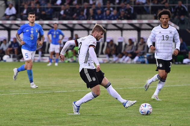 Soccer UEFA Nations League Germany Italy on 14 06 2022 at Borussia Park in Mönchengladbach goal to 5 0 by Timo Werner Germany DFB regulations prohibit any use of photographs as image sequences and or quasi video xHDx