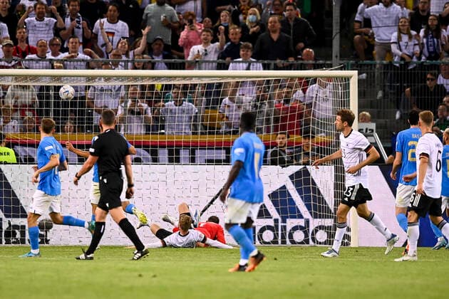 Photo LaPresse - Fabio Ferrari June, 14 2022 M& xf6;nchengladbach, Germany soccer Germany vs Italy - Uefa Nations League - Group C 3 6 - Stadium Stadion im Borussia-Park. In the pic:Timo Werner (Germany)gol 4-0  Copyright: xFabioxFerrari LaPressex